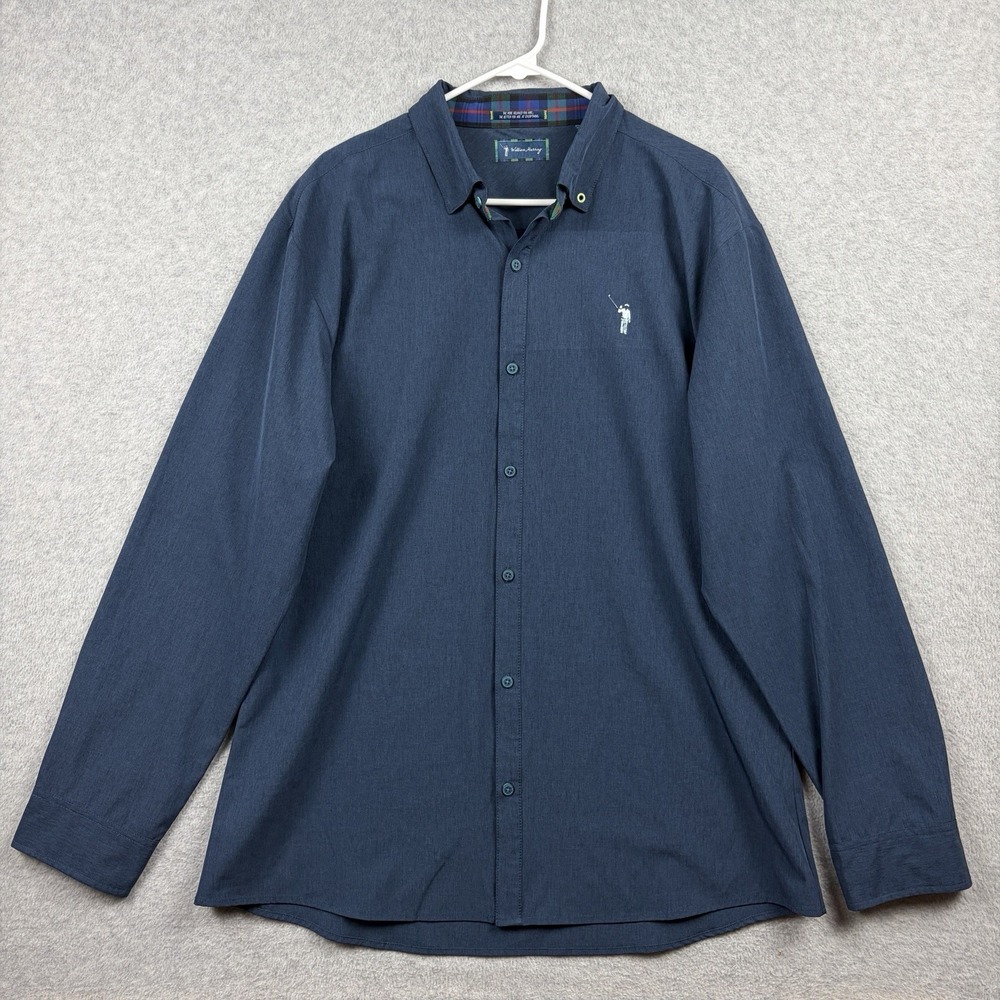 William Murray Shirt Mens XL Navy Blue Vented Performance Button Down Stretchy